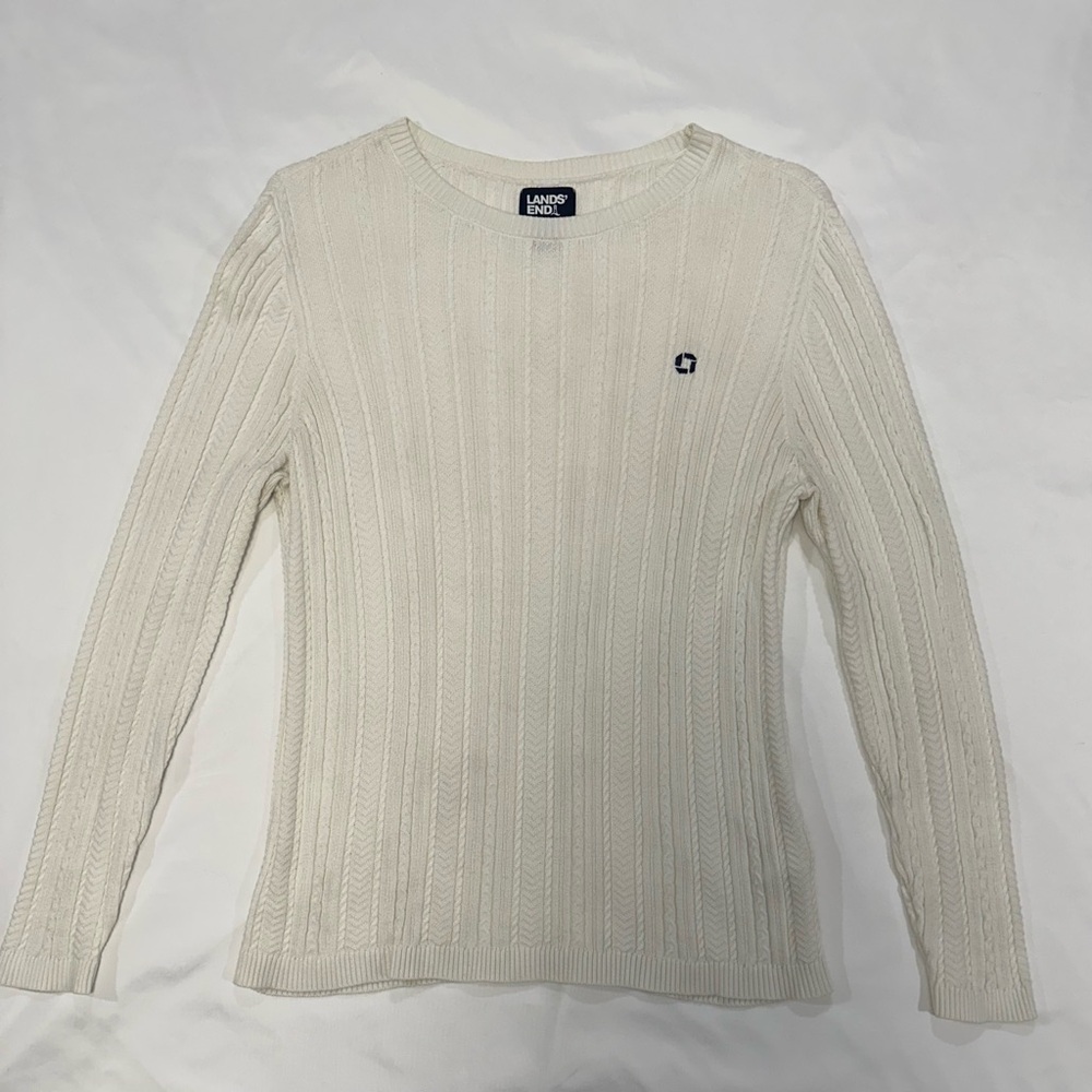 Chase cream ribbed long sleeve sweater